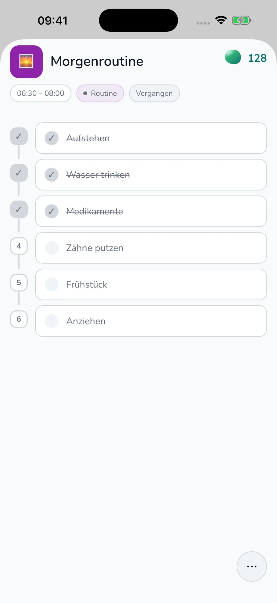 meinsystem.app Ansicht mit strukturiertem Alltagssystem