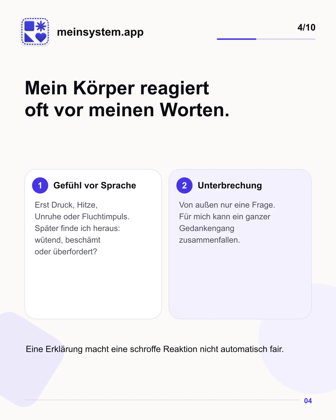 Das Gefühl kann schneller als die Sprache sein und Unterbrechungen können einen Gedankengang zerstören