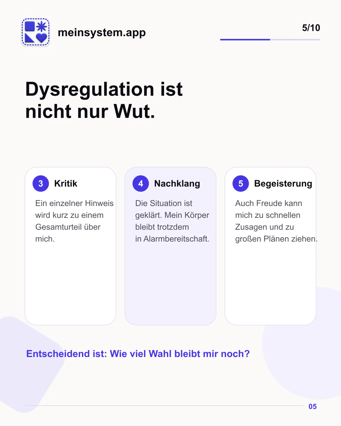Emotionale Dysregulation kann sich bei Kritik, langem körperlichem Nachklang und Begeisterung zeigen