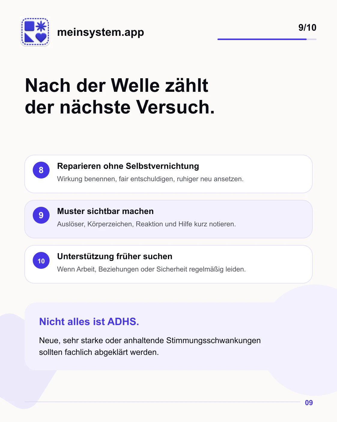 Nach einer emotionalen Welle reparieren, Muster sichtbar machen und früh Unterstützung suchen