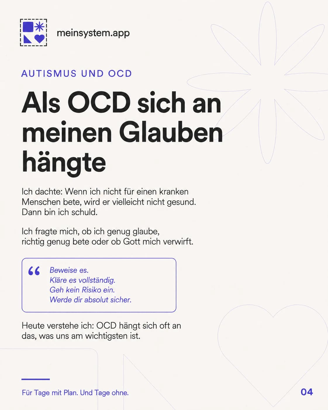 Religiöse OCD hing sich an meinen Glauben und verlangte absolute Sicherheit