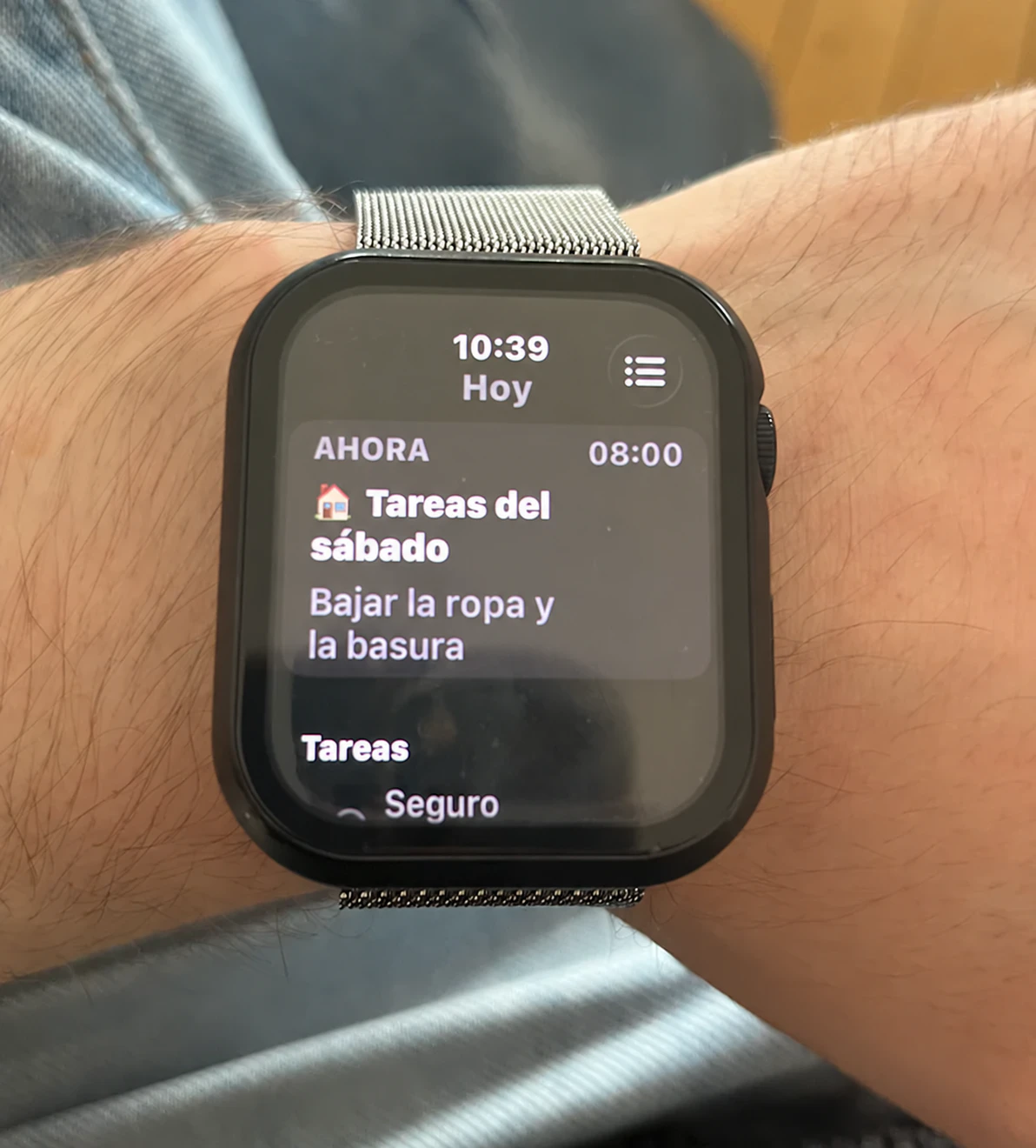 meinsystem con el bloque actual de mi día en mi Apple Watch