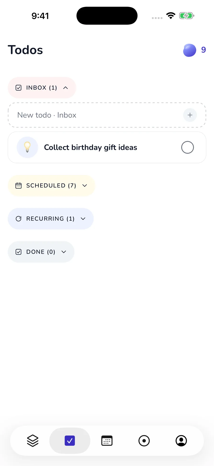 Current native todo overview