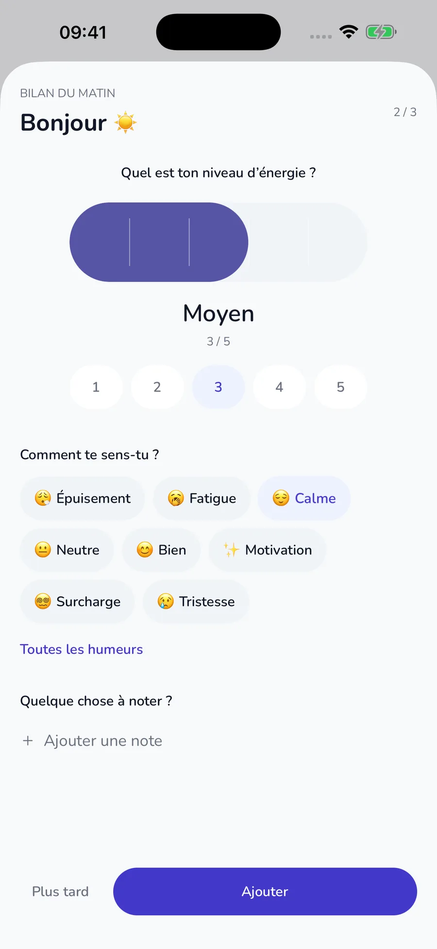 Bilan quotidien et planification de la journée dans meinsystem.app