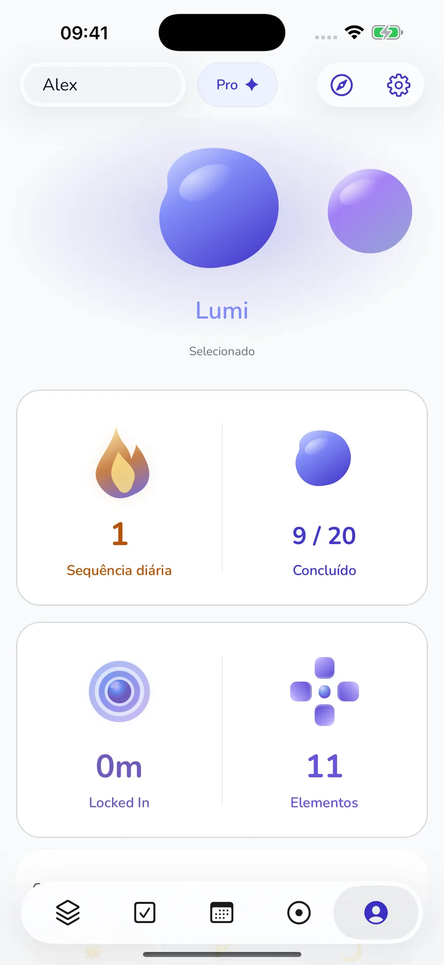 Aba Eu atual com Formys e progresso